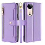 Custodia per telefono in pelle con portafoglio con cerniera a tracolla Lite Sheep Texture, For vivo Y300 Pro 5G, For vivo S19 Pro, For vivo S19, For vivo Y28 4G