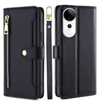 Custodia per telefono in pelle con portafoglio con cerniera a tracolla Lite Sheep Texture, For vivo Y300 Pro 5G, For vivo S19 Pro, For vivo S19, For vivo Y28 4G