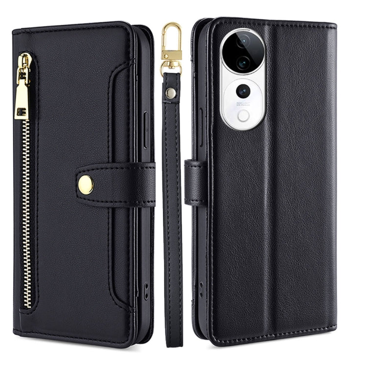 Custodia per telefono in pelle con portafoglio con cerniera a tracolla Lite Sheep Texture, For vivo Y300 Pro 5G, For vivo S19 Pro, For vivo S19, For vivo Y28 4G