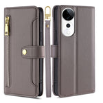 Custodia per telefono in pelle con portafoglio con cerniera a tracolla Lite Sheep Texture, For vivo Y300 Pro 5G, For vivo S19 Pro, For vivo S19, For vivo Y28 4G