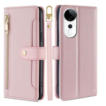 Custodia per telefono in pelle con portafoglio con cerniera a tracolla Lite Sheep Texture, For vivo Y300 Pro 5G, For vivo S19 Pro, For vivo S19, For vivo Y28 4G