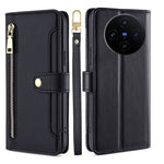 Custodia per telefono in pelle con portafoglio con cerniera a tracolla Lite Sheep Texture, For vivo X100s, For vivo Y38 5G / T3x Global, For vivo V30e 5G Global, For vivo iQOO Z9x