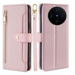 Custodia per telefono in pelle con portafoglio con cerniera a tracolla Lite Sheep Texture, For vivo X100s, For vivo Y38 5G / T3x Global, For vivo V30e 5G Global, For vivo iQOO Z9x