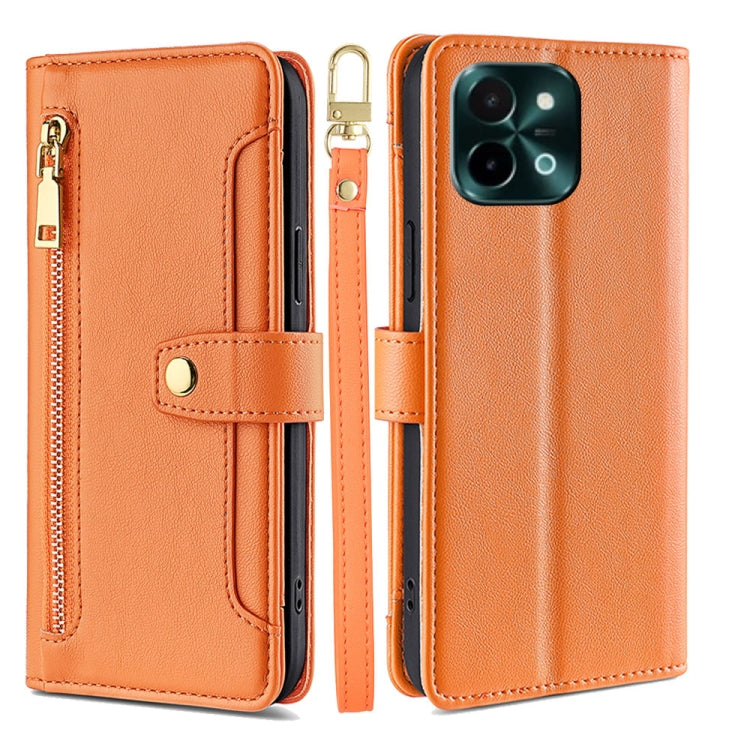 Custodia per telefono in pelle con portafoglio con cerniera a tracolla Lite Sheep Texture, For vivo Y300 Pro 5G, For vivo S19 Pro, For vivo S19, For vivo Y28 4G