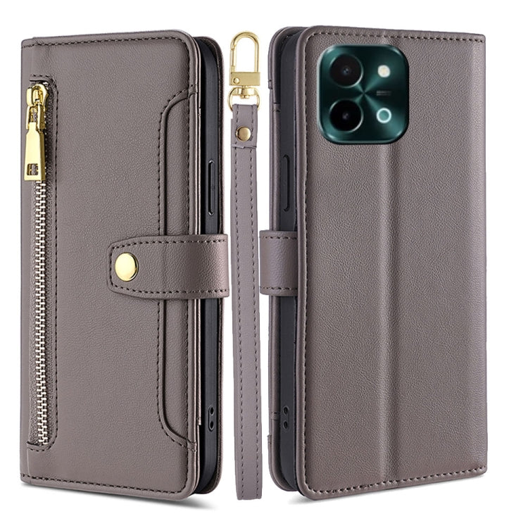 Custodia per telefono in pelle con portafoglio con cerniera a tracolla Lite Sheep Texture, For vivo Y300 Pro 5G, For vivo S19 Pro, For vivo S19, For vivo Y28 4G