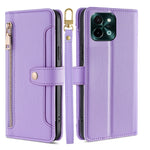 Custodia per telefono in pelle con portafoglio con cerniera a tracolla Lite Sheep Texture, For vivo Y300 Pro 5G, For vivo S19 Pro, For vivo S19, For vivo Y28 4G