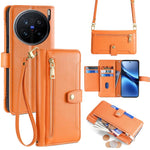 Custodia per telefono in pelle con portafoglio con cerniera a tracolla Lite Sheep Texture, For vivo iQOO Neo 10 5G Global, For vivo X200s 5G, For vivo V50 5G, For vivo X200 Pro 5G