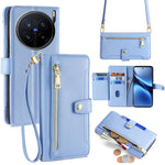 Custodia per telefono in pelle con portafoglio con cerniera a tracolla Lite Sheep Texture, For vivo iQOO Neo 10 5G Global, For vivo X200s 5G, For vivo V50 5G, For vivo X200 Pro 5G
