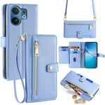 Custodia per telefono in pelle con portafoglio con cerniera a tracolla Lite Sheep Texture, For vivo X300 5G, For vivo Y31 5G 2025, For vivo V60 Lite 5G Global, For vivo V60 5G Global