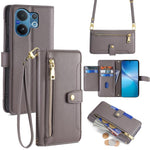 Custodia per telefono in pelle con portafoglio con cerniera a tracolla Lite Sheep Texture, For vivo X300 5G, For vivo Y31 5G 2025, For vivo V60 Lite 5G Global, For vivo V60 5G Global