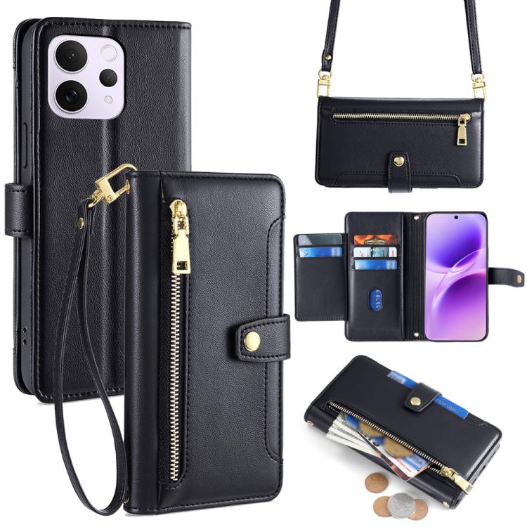 Custodia per telefono in pelle con portafoglio con cerniera a tracolla Lite Sheep Texture, For vivo X300 Ultra 5G, For vivo S50 Pro mini 5G, For vivo S50 5G, For vivo X300 Pro 5G