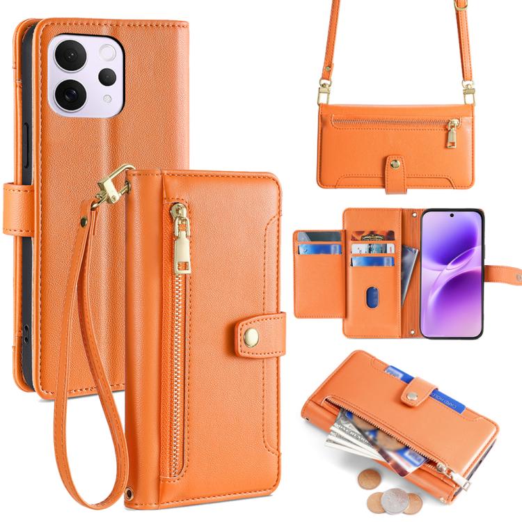 Custodia per telefono in pelle con portafoglio con cerniera a tracolla Lite Sheep Texture, For vivo X300 Ultra 5G, For vivo S50 Pro mini 5G, For vivo S50 5G, For vivo X300 Pro 5G