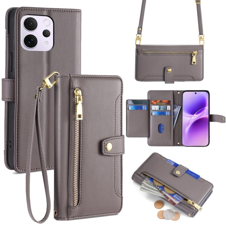 Custodia per telefono in pelle con portafoglio con cerniera a tracolla Lite Sheep Texture, For vivo X300 Ultra 5G, For vivo S50 Pro mini 5G, For vivo S50 5G, For vivo X300 Pro 5G