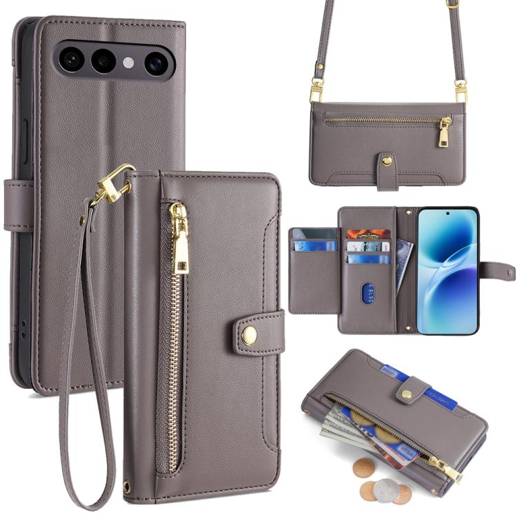 Custodia per telefono in pelle con portafoglio con cerniera a tracolla Lite Sheep Texture, For vivo X300 Ultra 5G, For vivo S50 Pro mini 5G, For vivo S50 5G, For vivo X300 Pro 5G