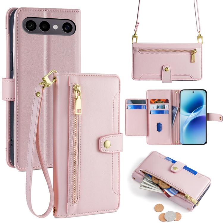 Custodia per telefono in pelle con portafoglio con cerniera a tracolla Lite Sheep Texture, For vivo X300 Ultra 5G, For vivo S50 Pro mini 5G, For vivo S50 5G, For vivo X300 Pro 5G