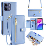 Custodia per telefono in pelle con portafoglio con cerniera a tracolla Lite Sheep Texture, For vivo X300s 5G, For vivo V70 FE 5G, For vivo Y05 4G, For vivo Y500i 5G
