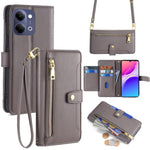 Custodia per telefono in pelle con portafoglio con cerniera a tracolla Lite Sheep Texture, For vivo X300s 5G, For vivo V70 FE 5G, For vivo Y05 4G, For vivo Y500i 5G