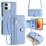 Custodia per telefono in pelle con portafoglio con cerniera a tracolla Lite Sheep Texture, For vivo X300s 5G, For vivo V70 FE 5G, For vivo Y05 4G, For vivo Y500i 5G
