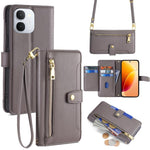 Custodia per telefono in pelle con portafoglio con cerniera a tracolla Lite Sheep Texture, For vivo X300s 5G, For vivo V70 FE 5G, For vivo Y05 4G, For vivo Y500i 5G
