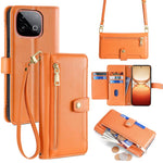 Custodia per telefono in pelle con portafoglio con cerniera a tracolla Lite Sheep Texture, For vivo iQOO Neo 10 5G Global, For vivo X200s 5G, For vivo V50 5G, For vivo X200 Pro 5G
