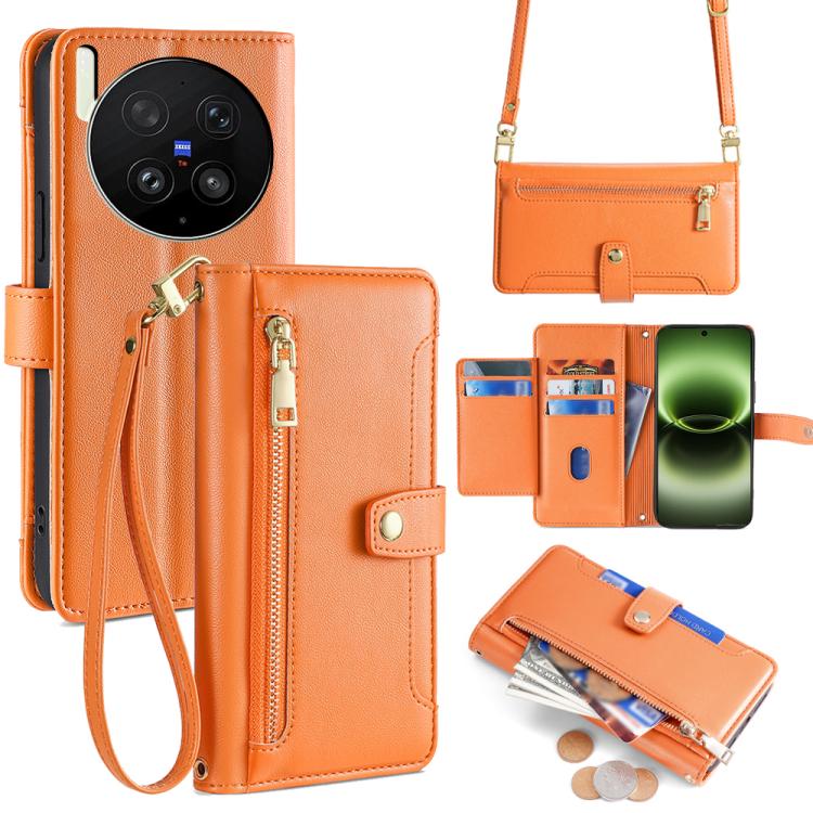 Custodia per telefono in pelle con portafoglio con cerniera a tracolla Lite Sheep Texture, For vivo X300 Ultra 5G, For vivo S50 Pro mini 5G, For vivo S50 5G, For vivo X300 Pro 5G