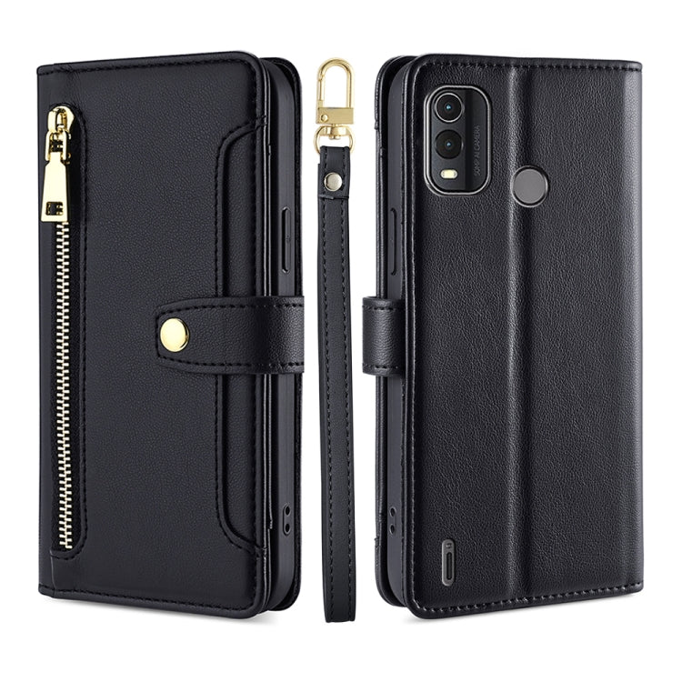 Custodia per telefono in pelle con portafoglio con cerniera a tracolla Lite Sheep Texture, For Nokia G11 Plus, For Nokia C02 TA-1522, For Nokia G42 5G, For Nokia C300 4G US Edition