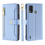 Custodia per telefono in pelle con portafoglio con cerniera a tracolla Lite Sheep Texture, For Nokia G11 Plus, For Nokia C02 TA-1522, For Nokia G42 5G, For Nokia C300 4G US Edition