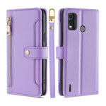 Custodia per telefono in pelle con portafoglio con cerniera a tracolla Lite Sheep Texture, For Nokia G11 Plus, For Nokia C02 TA-1522, For Nokia G42 5G, For Nokia C300 4G US Edition