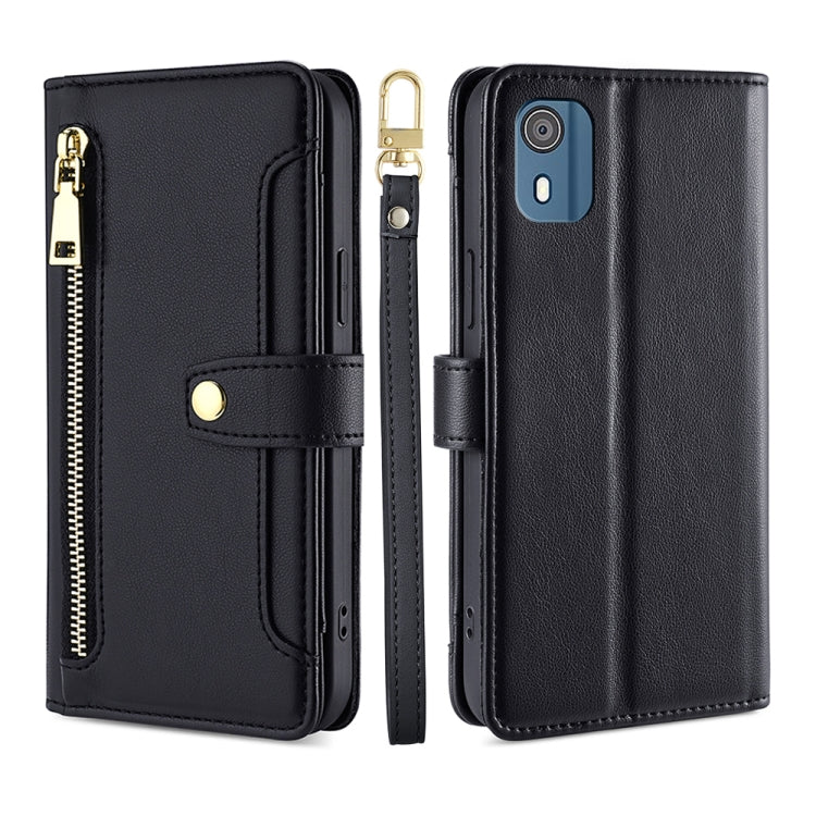 Custodia per telefono in pelle con portafoglio con cerniera a tracolla Lite Sheep Texture, For Nokia G11 Plus, For Nokia C02 TA-1522, For Nokia G42 5G, For Nokia C300 4G US Edition