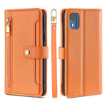 Custodia per telefono in pelle con portafoglio con cerniera a tracolla Lite Sheep Texture, For Nokia G11 Plus, For Nokia C02 TA-1522, For Nokia G42 5G, For Nokia C300 4G US Edition