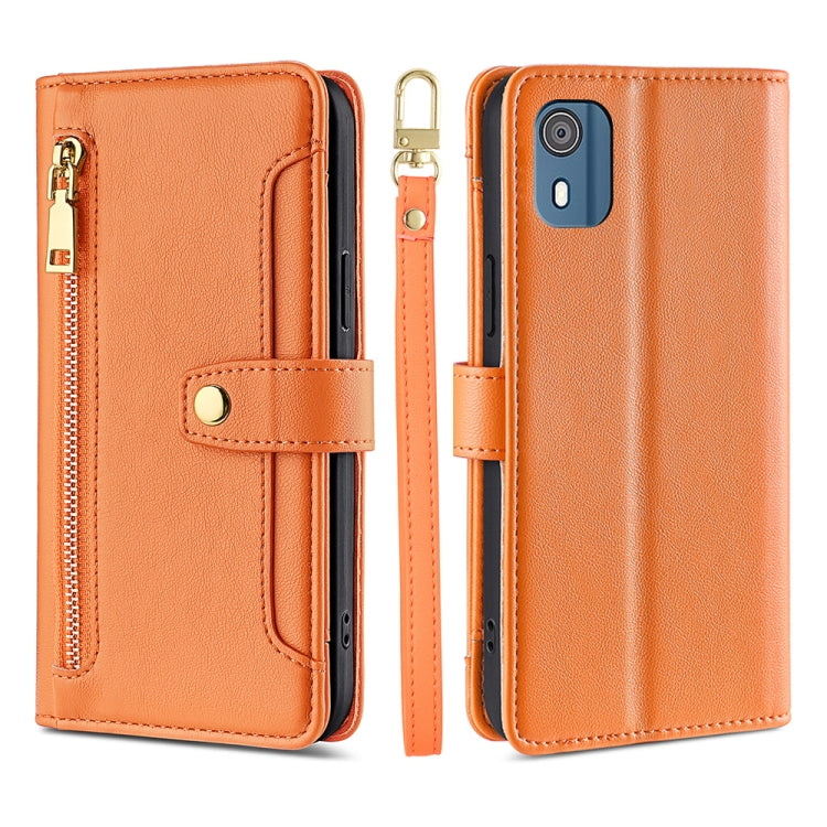 Custodia per telefono in pelle con portafoglio con cerniera a tracolla Lite Sheep Texture, For Nokia G11 Plus, For Nokia C02 TA-1522, For Nokia G42 5G, For Nokia C300 4G US Edition