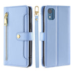 Custodia per telefono in pelle con portafoglio con cerniera a tracolla Lite Sheep Texture, For Nokia G11 Plus, For Nokia C02 TA-1522, For Nokia G42 5G, For Nokia C300 4G US Edition