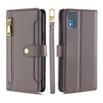 Custodia per telefono in pelle con portafoglio con cerniera a tracolla Lite Sheep Texture, For Nokia G11 Plus, For Nokia C02 TA-1522, For Nokia G42 5G, For Nokia C300 4G US Edition