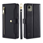 Custodia per telefono in pelle con portafoglio con cerniera a tracolla Lite Sheep Texture, For Nokia C110 4G
