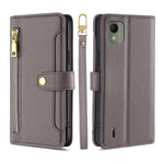 Custodia per telefono in pelle con portafoglio con cerniera a tracolla Lite Sheep Texture, For Nokia C110 4G