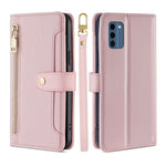 Custodia per telefono in pelle con portafoglio con cerniera a tracolla Lite Sheep Texture, For Nokia G11 Plus, For Nokia C02 TA-1522, For Nokia G42 5G, For Nokia C300 4G US Edition