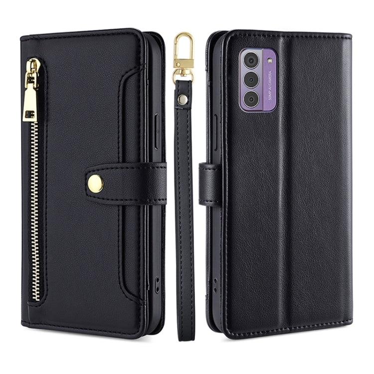 Custodia per telefono in pelle con portafoglio con cerniera a tracolla Lite Sheep Texture, For Nokia G11 Plus, For Nokia C02 TA-1522, For Nokia G42 5G, For Nokia C300 4G US Edition