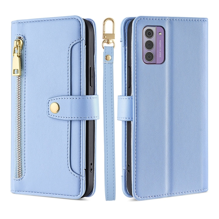Custodia per telefono in pelle con portafoglio con cerniera a tracolla Lite Sheep Texture, For Nokia G11 Plus, For Nokia C02 TA-1522, For Nokia G42 5G, For Nokia C300 4G US Edition