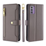 Custodia per telefono in pelle con portafoglio con cerniera a tracolla Lite Sheep Texture, For Nokia G11 Plus, For Nokia C02 TA-1522, For Nokia G42 5G, For Nokia C300 4G US Edition