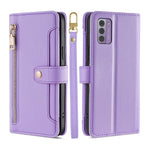 Custodia per telefono in pelle con portafoglio con cerniera a tracolla Lite Sheep Texture, For Nokia G11 Plus, For Nokia C02 TA-1522, For Nokia G42 5G, For Nokia C300 4G US Edition