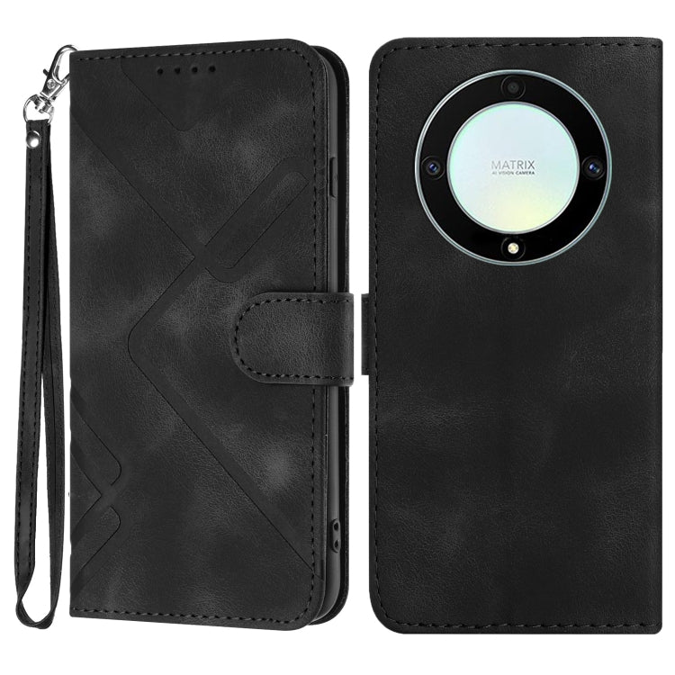 Custodia per cellulare in pelle con motivo a linea, For Honor X50 / X9b, For Honor 70 Lite, For Honor Magic5 Lite 5G, For Honor 70 Pro / 70 Pro+