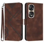 Custodia per cellulare in pelle con motivo a linea, For Honor X50 / X9b, For Honor 70 Lite, For Honor Magic5 Lite 5G, For Honor 70 Pro / 70 Pro+