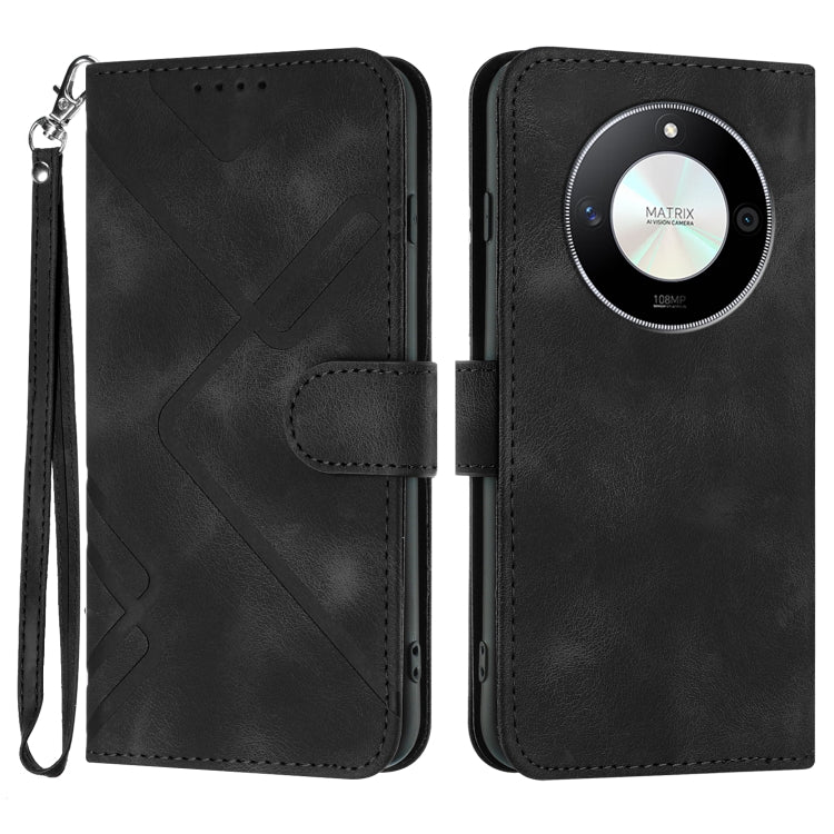 Custodia per cellulare in pelle con motivo a linea, For Honor X50 / X9b, For Honor 70 Lite, For Honor Magic5 Lite 5G, For Honor 70 Pro / 70 Pro+