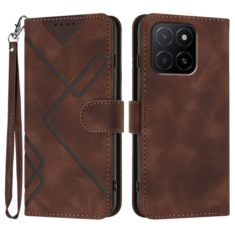 Custodia per cellulare in pelle con motivo a linea, For Honor 400 Smart / X7d 4G / Play 10T 5G, For Honor Play10 4G, For Honor X6c 4G / X5b / X5b Plus Global, For Honor GT Pro