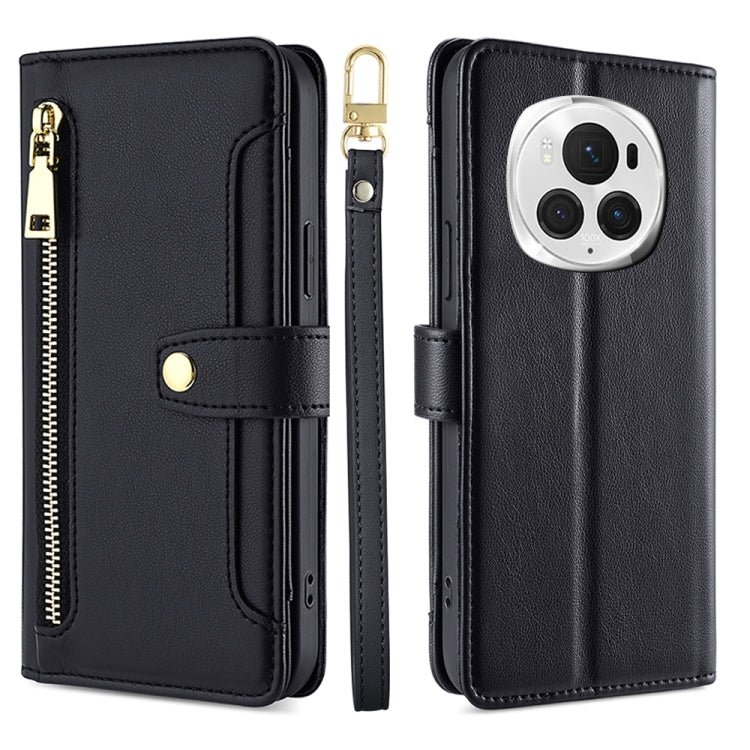 Custodia per telefono in pelle con portafoglio con cerniera a tracolla Lite Sheep Texture, For Honor Magic6 Pro 5G, For Honor Magic6 5G, For Honor X50i 5G / 9 Lite