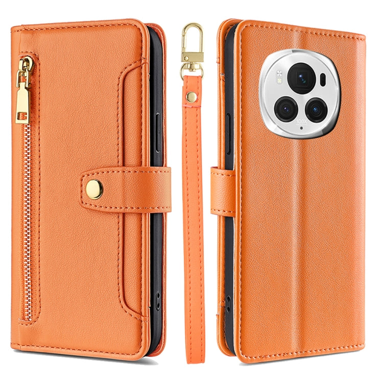 Custodia per telefono in pelle con portafoglio con cerniera a tracolla Lite Sheep Texture, For Honor Magic6 Pro 5G, For Honor Magic6 5G, For Honor X50i 5G / 9 Lite