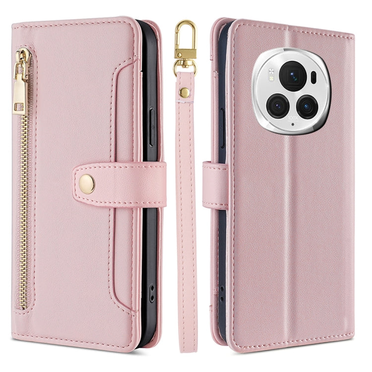 Custodia per telefono in pelle con portafoglio con cerniera a tracolla Lite Sheep Texture, For Honor Magic6 Pro 5G, For Honor Magic6 5G, For Honor X50i 5G / 9 Lite