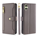 Custodia portafoglio in pelle con cerniera per Samsung Galaxy S24