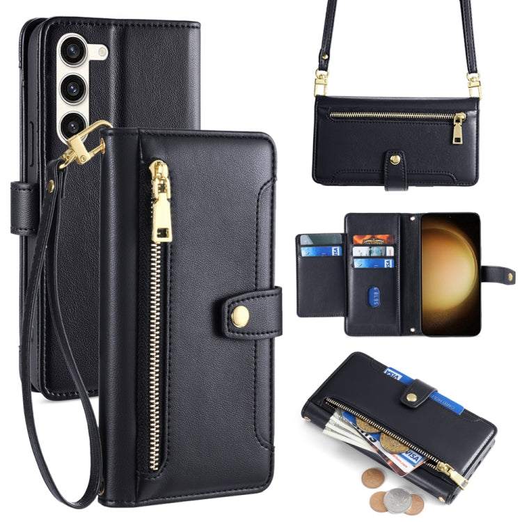 Custodia portafoglio in pelle con cerniera per Samsung Galaxy S23