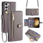 Custodia portafoglio in pelle con cerniera per Samsung Galaxy S23